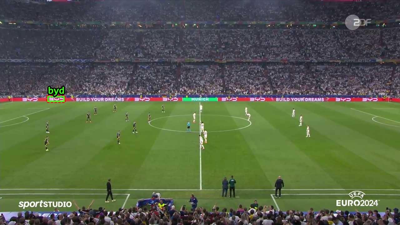 Sponsorship exposure of BYD on a stadium LED-board during the UEFA EURO 2024